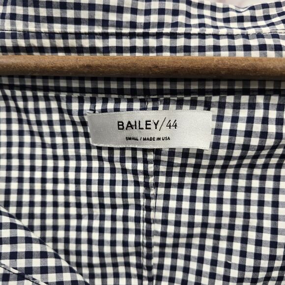 Bailey 44 Shirt Womens Small Navy White Button Up Gingham Picnic Off Shoulder - Picture 3 of 11